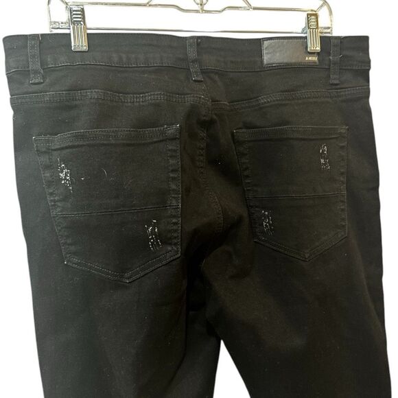 NEW Amiri Art Patch Distressed Black Jeans 36 Ripped Stacked Denim RN# 150712 - Picture 9 of 11